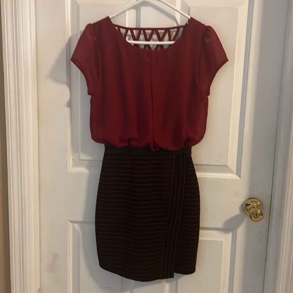 Black and red open back dress